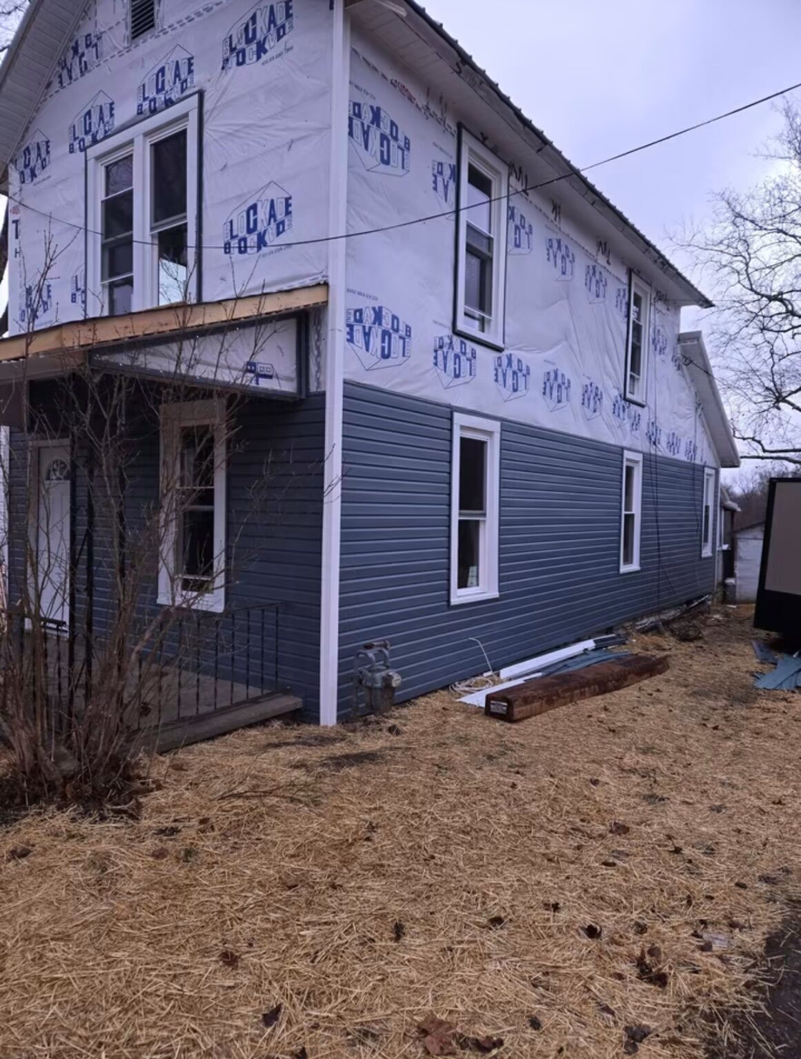 Siding installation in progress